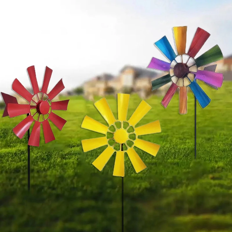 

Wrought Iron Rotating Windmill Wind Spinner Landscape Ornament for Outdoor Courtyard Yard Lawn Pinwheel Decor Supplies