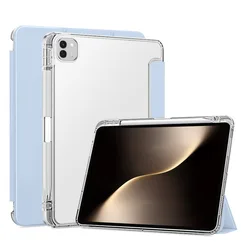 Enhanced Product Title: For Honor MagicPad 3 Pro 13.3 Magnetic Fold Stand Case with Pencil Holder (Ice blue)