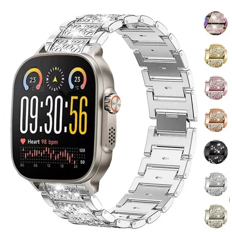 Elegant Stainless Steel Diamond Bracelet Strap