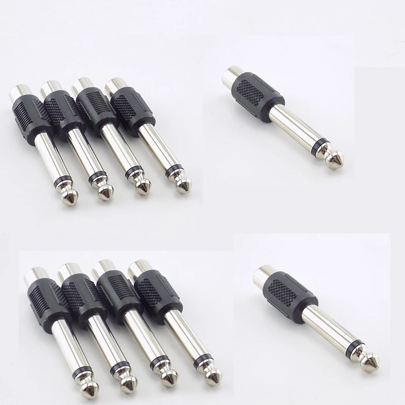RCA Female Jack To 6.35mm 1/4" Male Stereo Plug Audio Adapter Connector Mic W28 audio adapter connectors