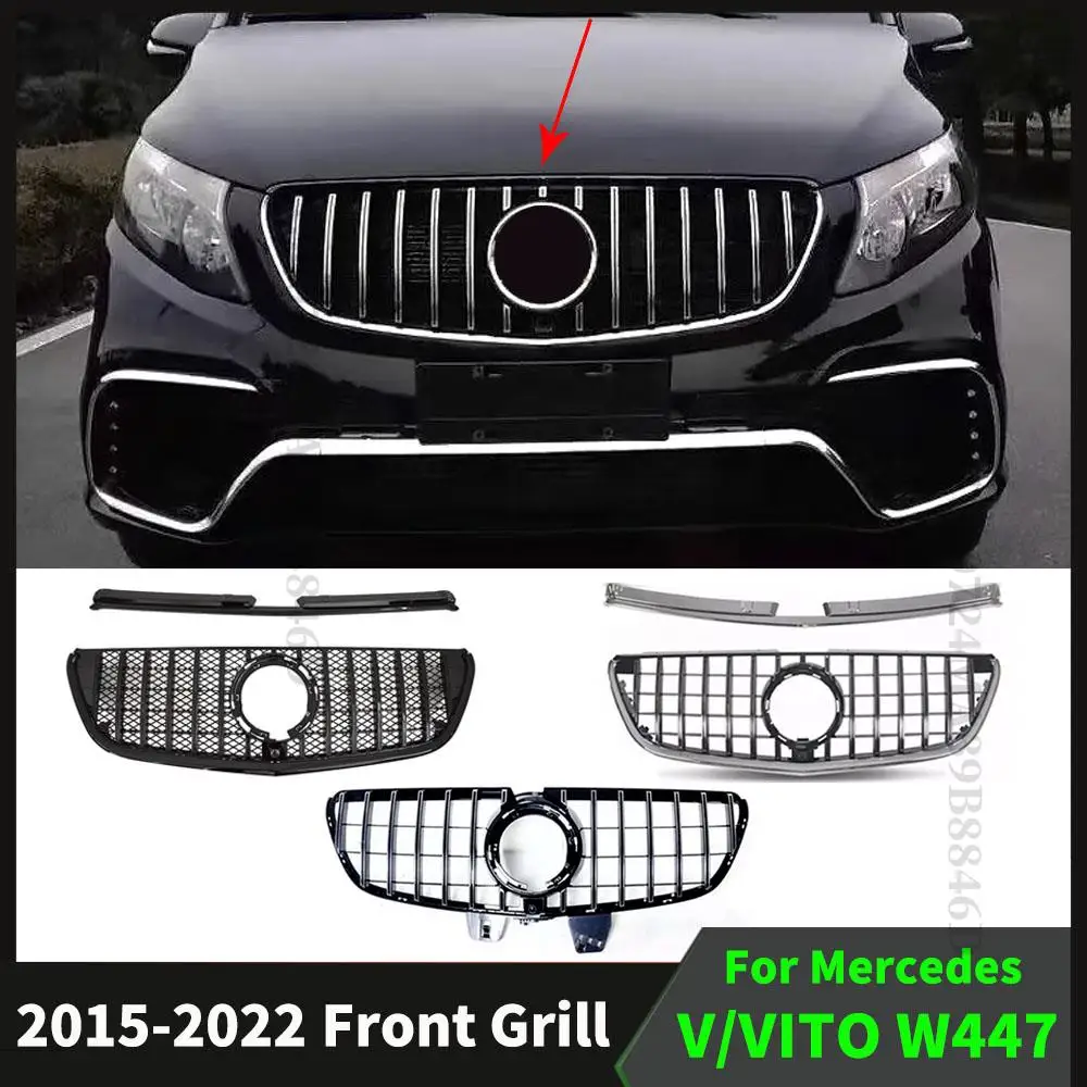 

Sport GT Style Hood Mesh Front Inlet Bumper Grille Racing Grill For Mercedes W447 Benz V Vito 2015-2022 Facelift Modified Tuning