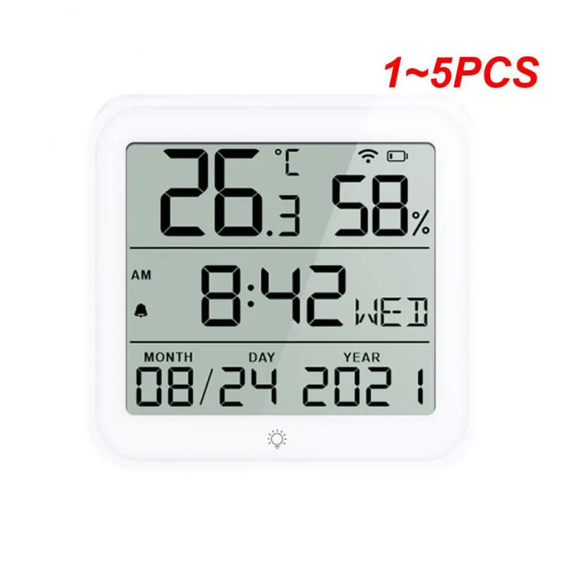 

1~5PCS Tuya Smart Home WiFi Temperature Humidity Sensor Smart Life Indoor Thermometer 24 Hours Clock Sensors for Alexa