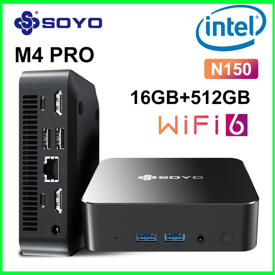 SOYO M4 PRO Mini PC Intel N150 Mini PC Computer PC Win11 Pro MiniPC DDR4 16GB RAM 512GB ROM WiFi6 BT5.2 Desktop
