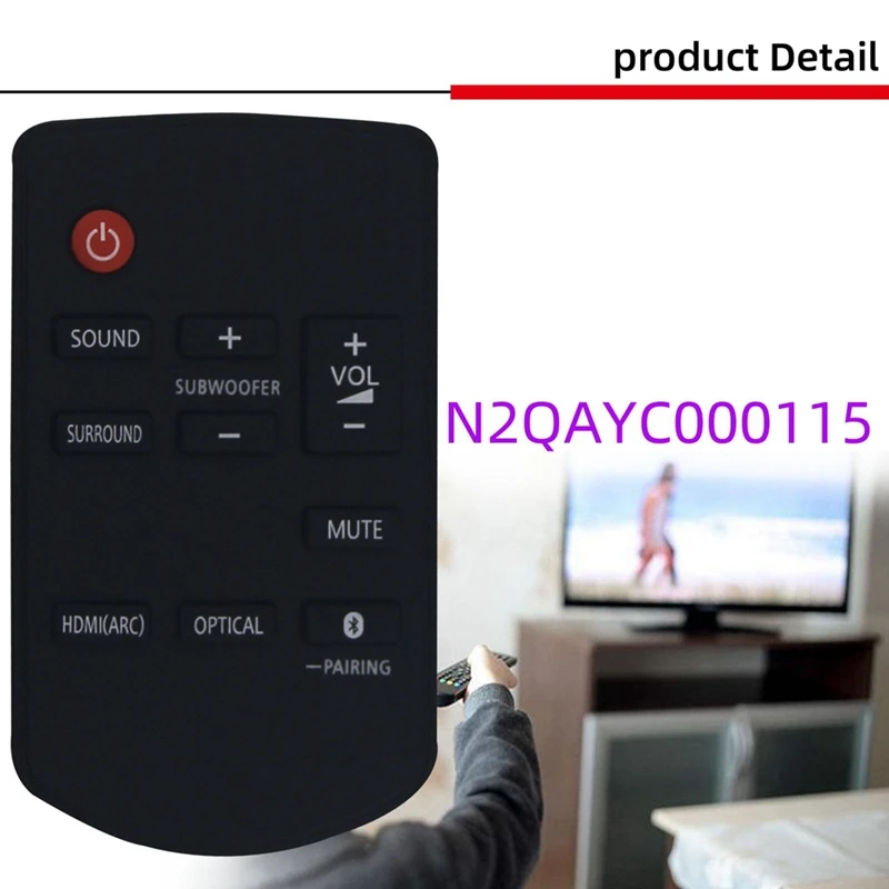 Telecomando di ricambio N2QAYC000115 per sistema audio Home Theater Panasonic, compatibile con Panasonic Sound Bar SC-HTB488 SC-HTB488GN SC-HTB498 SC-HTB498GN