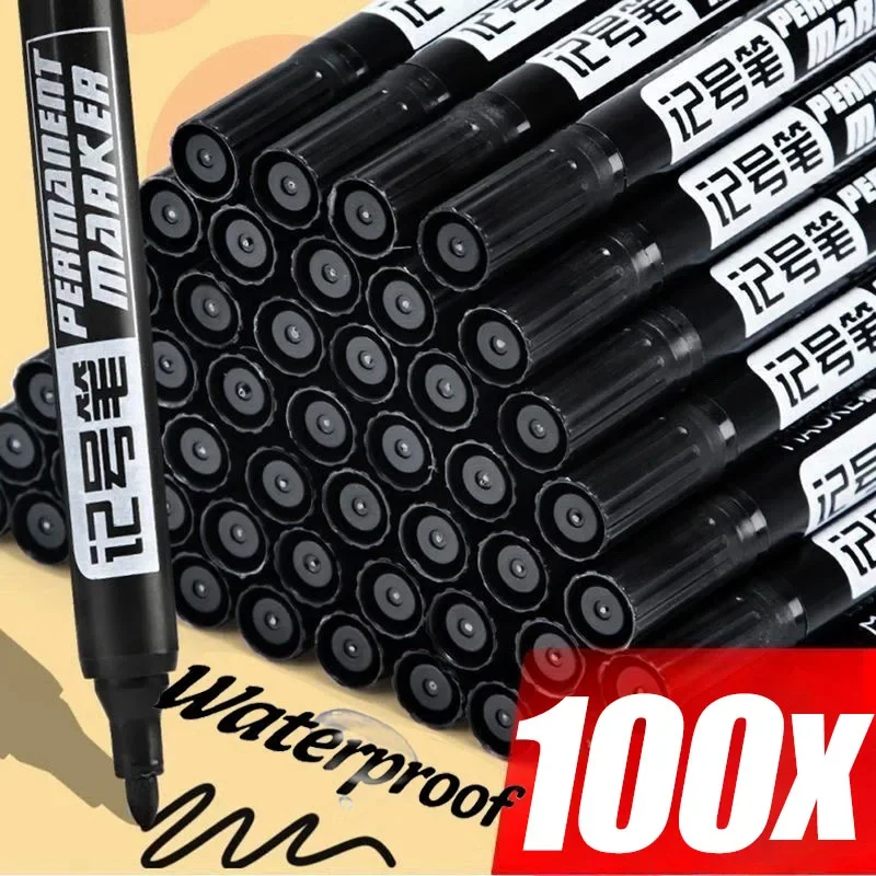 1/100pcs Permanent Marker Pen Drawing Markers Oil-Based Waterproof Black Blue Red Ink Sketch Pens Stationery Art School Supplies permanent marker pen marker pens permanent marker permanent markers pen marker markers pen marker pen art marker pens art markers sketching markers