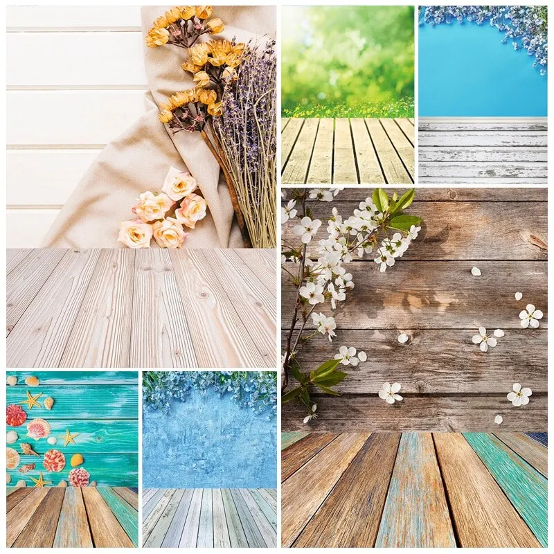 

SHUOZHIKE Spring Photography Background Flower Wood Floor Backdrop Studio Photo for Children Newborn Photocall 210320CAT-03
