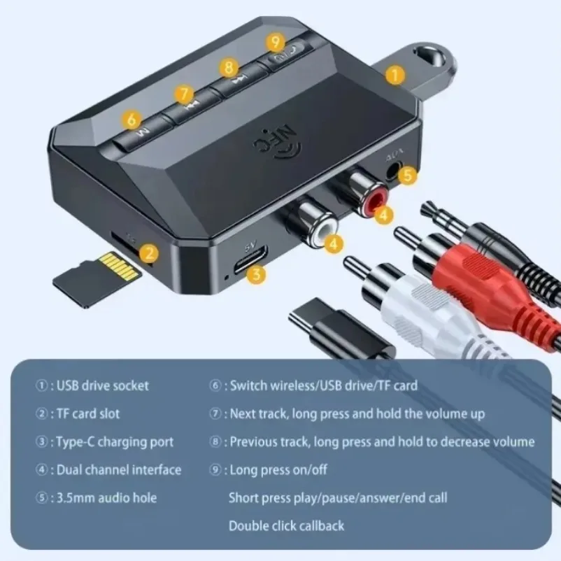VIKEFON Bluetooth 5.3 Receiver NFC For Car