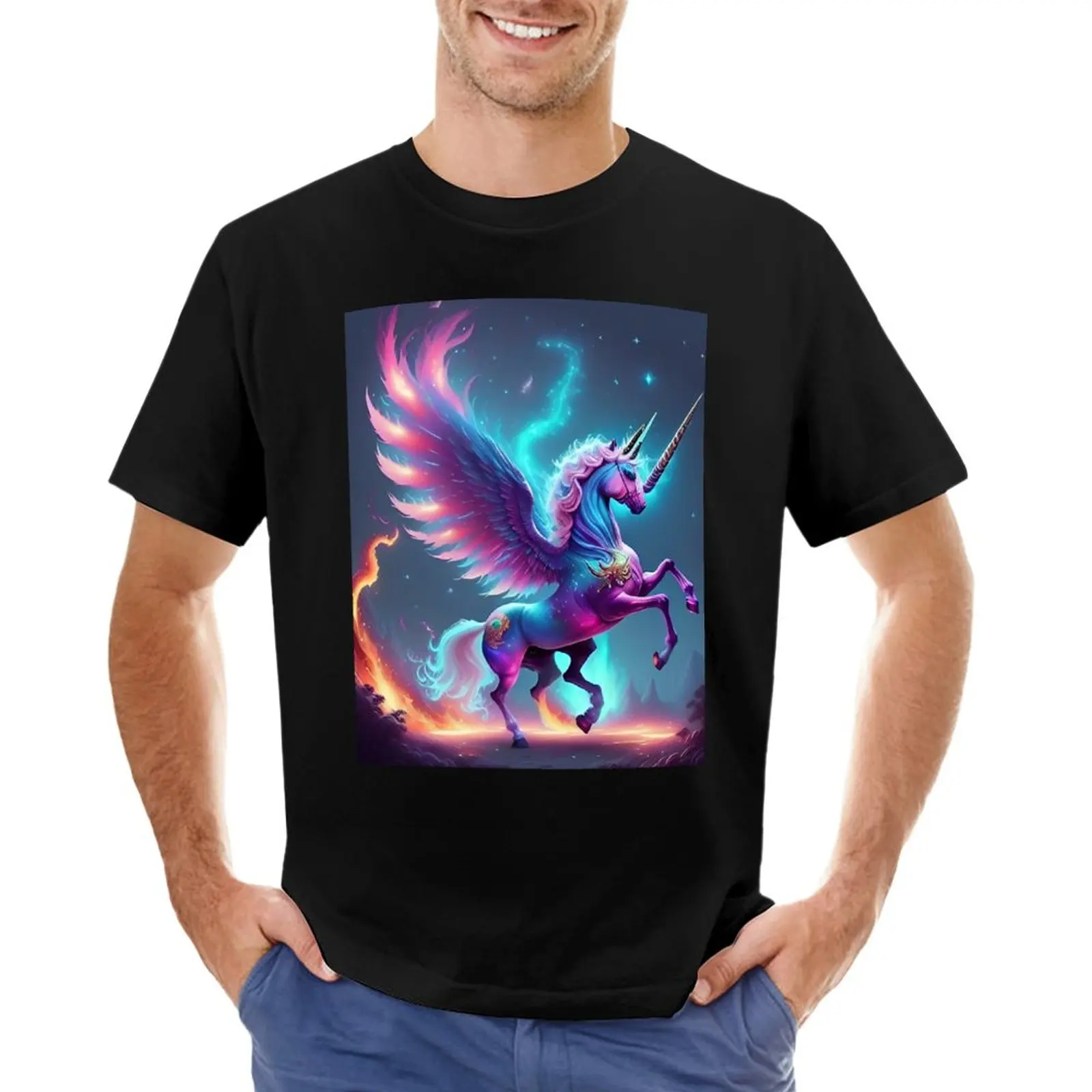 

Beautiful Unicorn Purple Horse Poster Elegant Magical Fire Unicorn T-Shirt heavyweight t shirts heavyweight t shirts for men