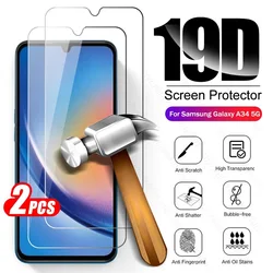 Premium 2 - Pack Full Tempered Glass Screen Protector - 9H Hardness, Explosion - Proof, HD Clarity - Samsung A34 5G (Transparent - 2PCS)