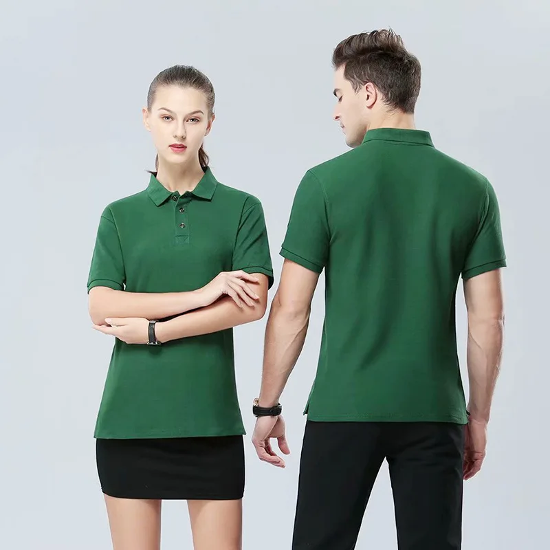 

Cotton Polo Neck Short Sleeve T-shirt Work Group Clothing Business Enterprise Culture Advertising Shirt Ink Green Customize Logo