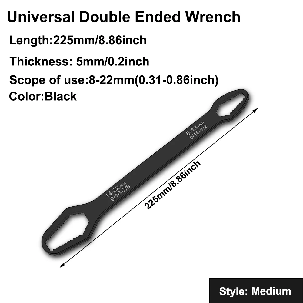 Adjustable Double-End Multifunctional Self-Tightening Wrench