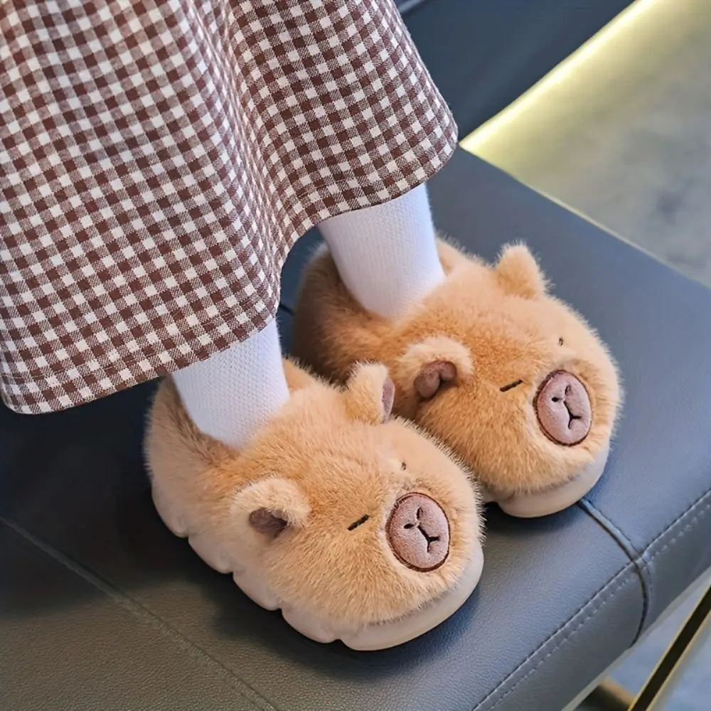 새로운 카피바라 슬리퍼 따뜻하고 부드러운 면 소재 신발 두꺼운 논슬립 홈 슈즈 겨울용