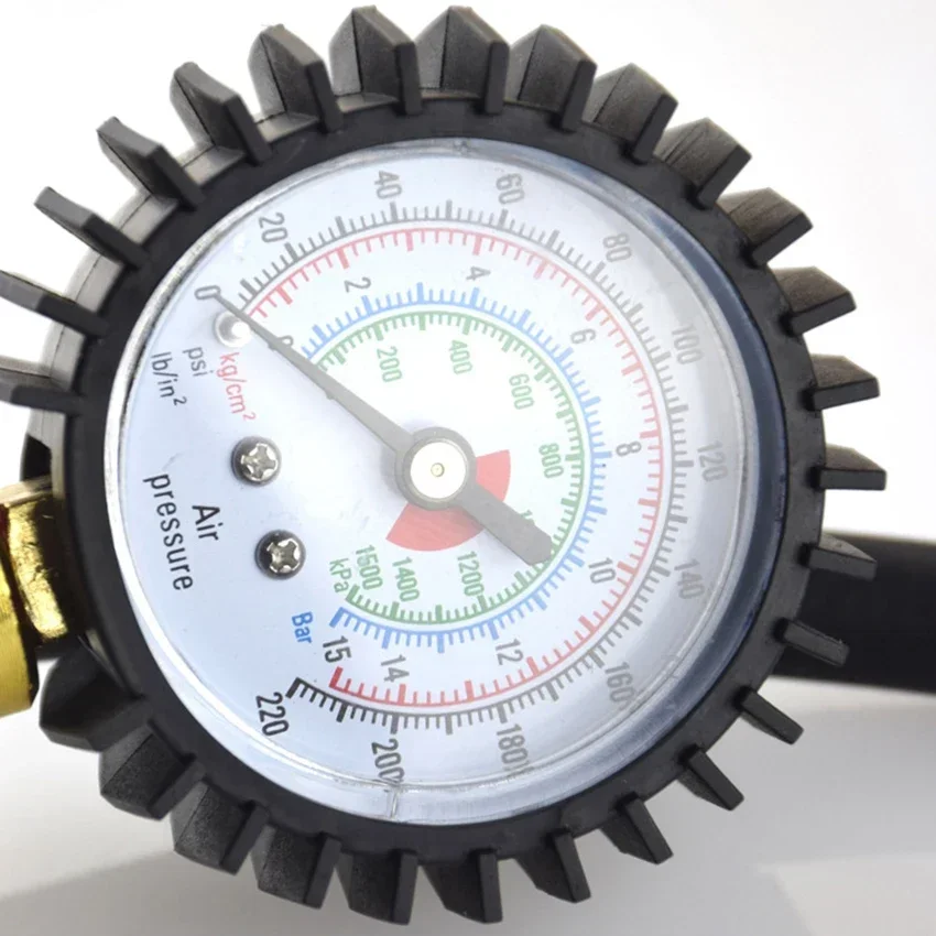 Pressure Gauge Tire Pressure Gauge Heavy Duty 220 PSI Tire Inflator High Precision Pressure Gun with Leakproof Air Hose for Car Truck