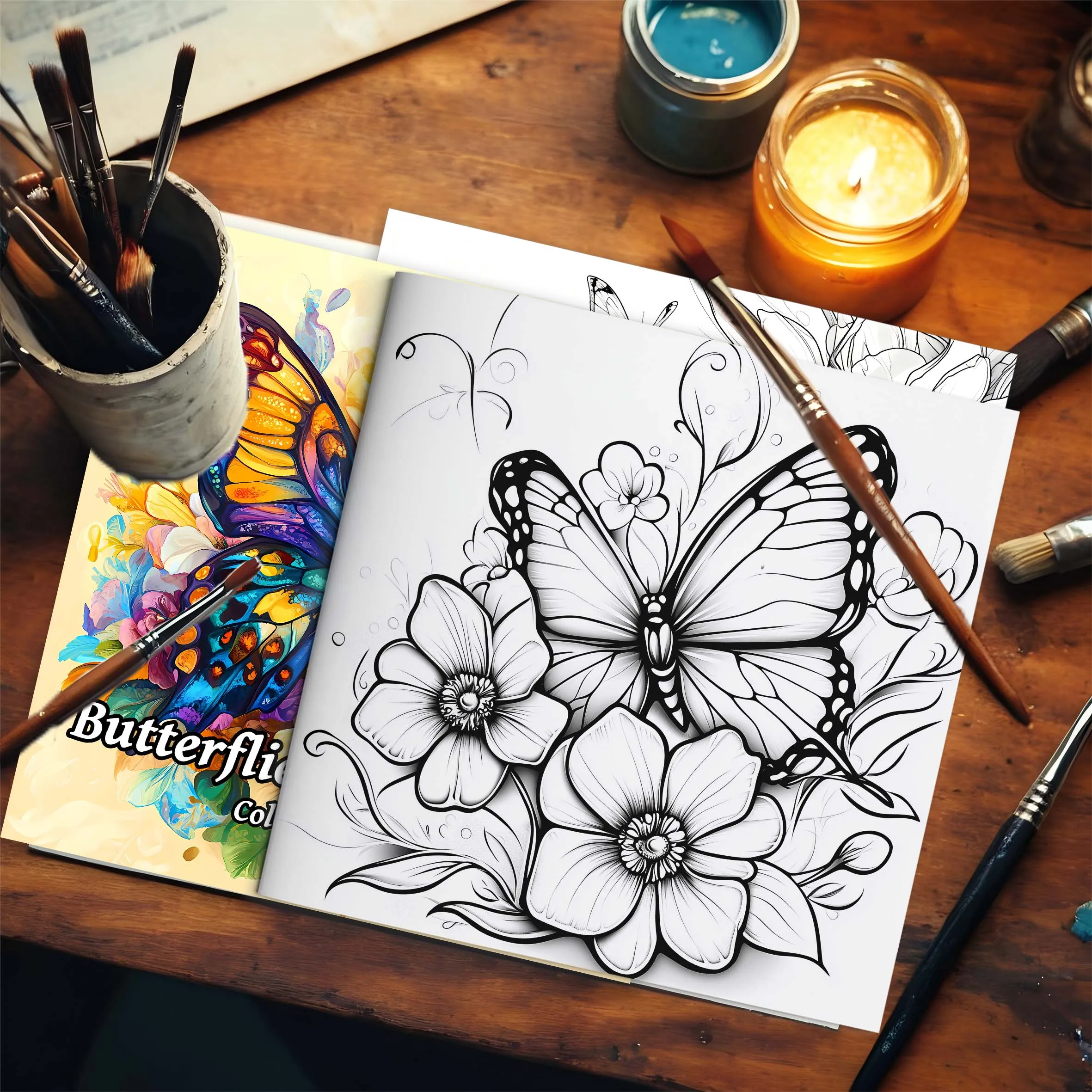 Butterfly and Flowers Adult Coloring Book - 20*20cm 24 Page Art Coloring Book - Helps Reduce Stress and Ease Emotions 6