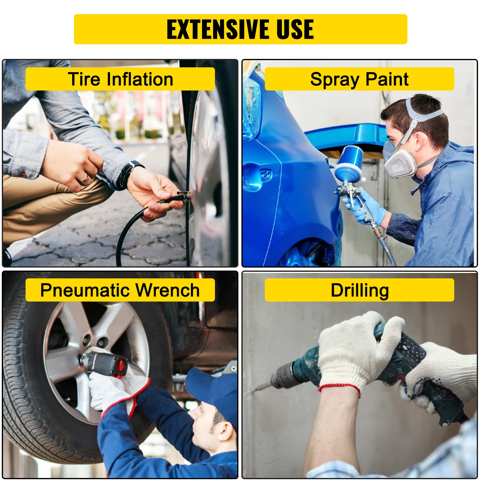 3 Motors Air Compressor 100L/30L/9L Direct Drive Oil Free Silent Compressor Fexible Wheels For Car Tire Inflation Homeuse VEVOR