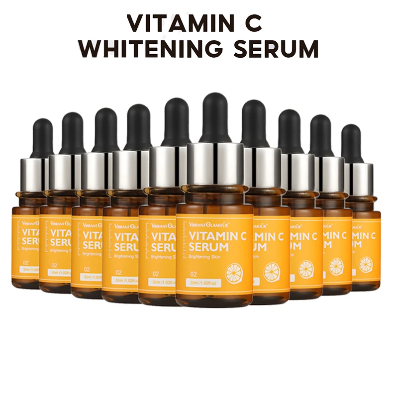 VIBRANT GLAMOUR Vitamin C Face Serum Moisturizing Antioxidant Whitening Promoting Collagen Production Supple Skin 30ML buy 3 get 1 gift hyaluronic acid face serum moisturizing essence whitening facial serum skin care anti aging vibrant glamour