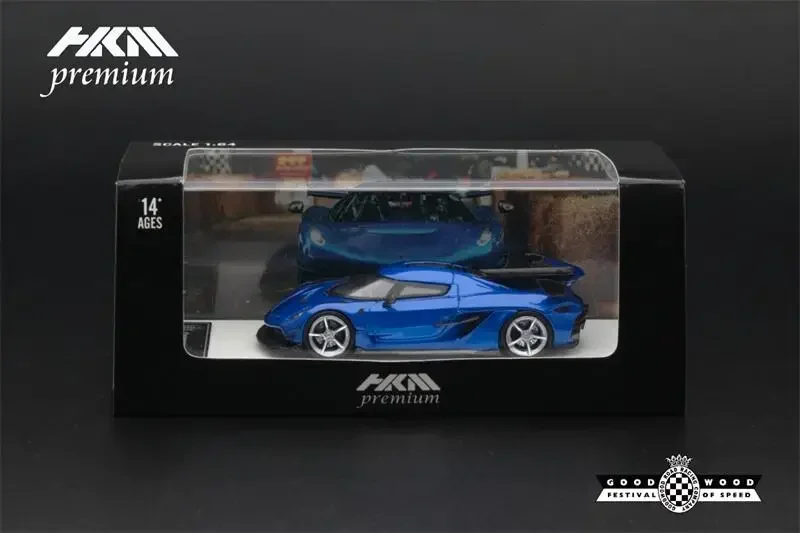 

HKM Premium 1:64 Koenigsegg Jesko Attack Goodwood Festival of Speed 2023 Metallic Blue Die-Cast Car Model Collection Miniature