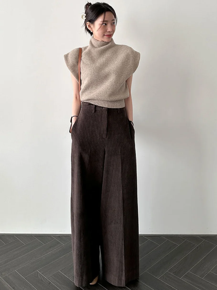 Chic Autumn Winter High Waist Wide Leg Pants Women's Casual Loose Fit Trousers Versatile Comfortable Slimming Long Trousers