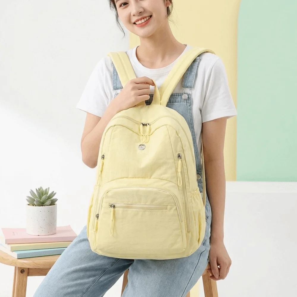 Zaino in nylon carino e capiente, leggero, resistente, impermeabile, con cinghie regolabili, zaino scolastico per uso quotidiano. - immagine 2