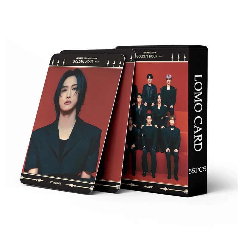 Album Cards Lomo Cards Bookmark Postcard 55pcs/set ATEEZ Album GOLDEN HOUR : Part.2 LOMO Card Ice On My Teeth Photo Card Mingi Wooyoung Seonghwa Postcard