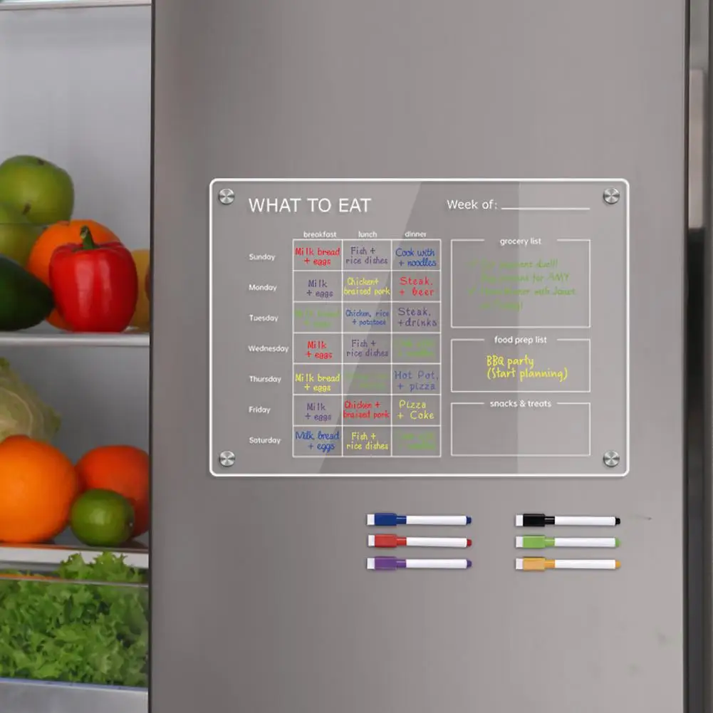 

Indoor Outdoor Wall Decoration Colorful Magnetic Acrylic Fridge Calendar Set with Highlight Markers for Home Office for Weekly
