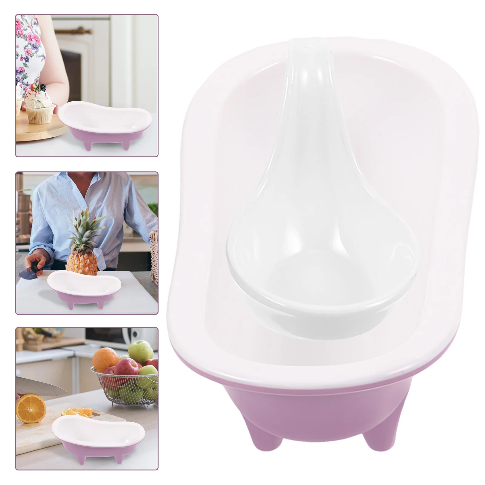 

Bathtub Shape Dessert Bowl Cocktail Cups Food Serving Bowl Container with Spoon
