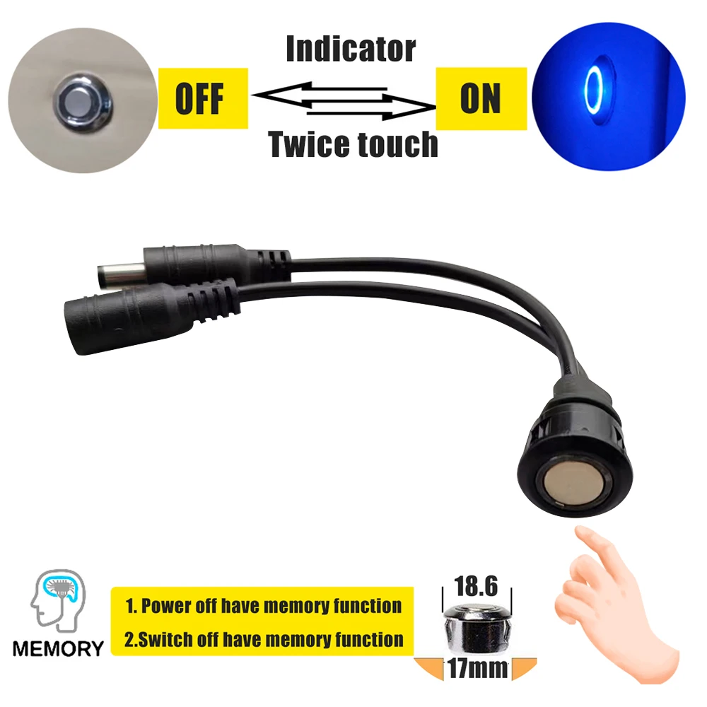 LED Dimmer Metal Recessed Light Switch DC5V 12V 24V Stepless Touch LED