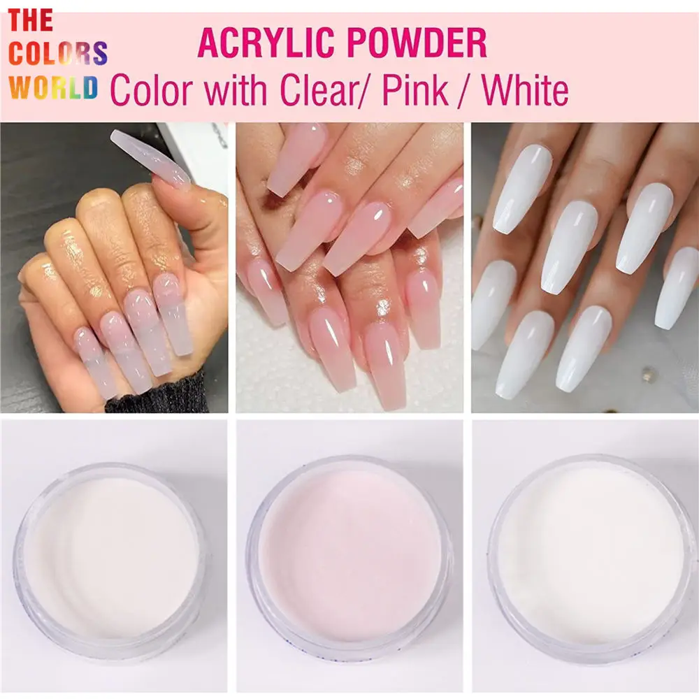 TCT-815 Pink White Clear Acrylic And Dip Powder Carving Nails Polymer Tip Extension Crystal Powder Nail French Manicure