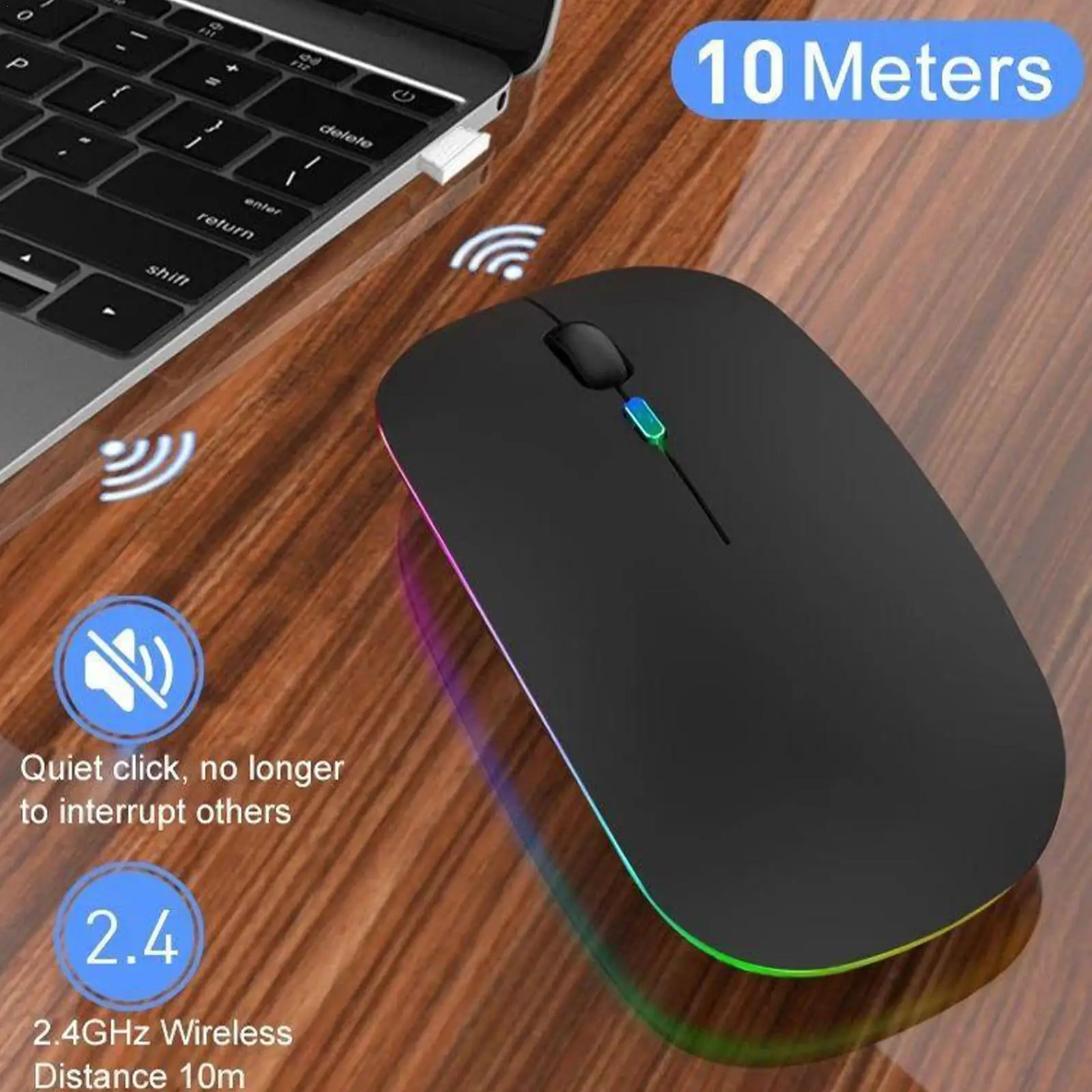 Rechargeable Bluetooth Wireless Mouse Rgb Mice Wireless Computer Mause Led Backlit Ergonomic