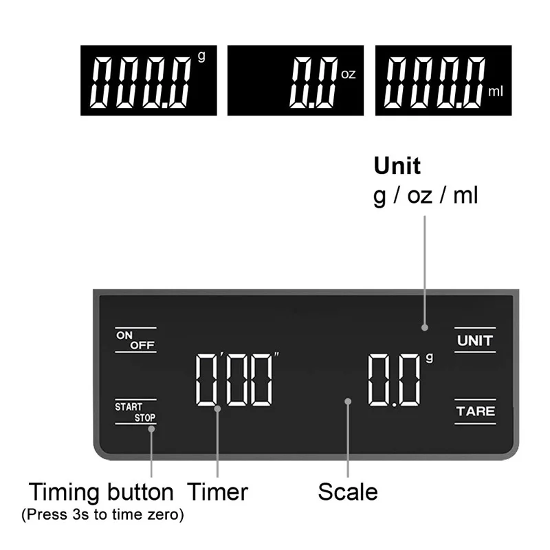 3 kg/0,1 g Cântar electronic de cafea de înaltă precizie, portabil, cu cronometru, cu cronometru Espresso._voghion.com