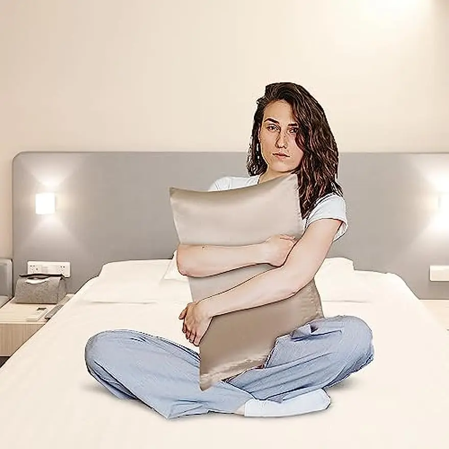 Description Picture 5 of itemSatin Silk Pillowcase for Skin and Hair, 2 Pack - - Bedding Queen Pillow Cases, Soft Breathable Smoo