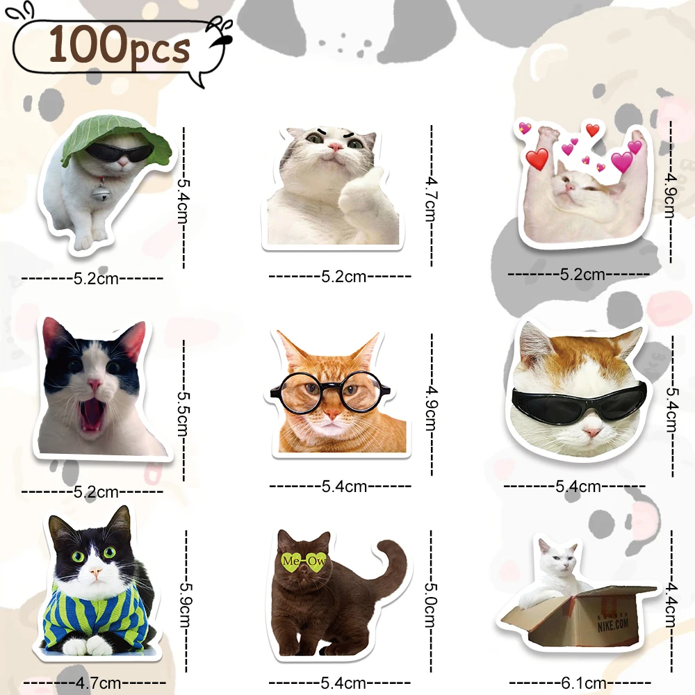 Xanthelle Meme Sticker, 50 stuks grappige stickers, schattige kattenstickers voor volwassenen, anime & scrapbook, roze waterdicht