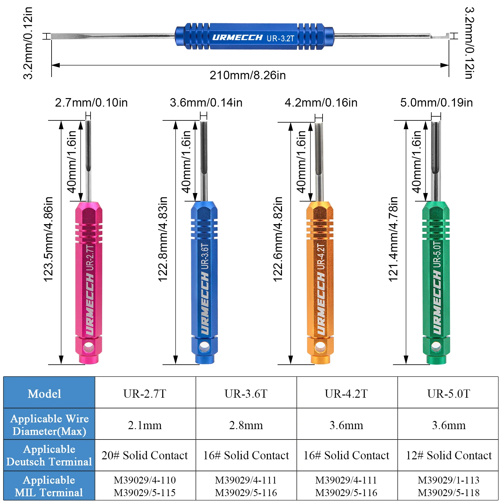 Deutsch Pin Extractor Terminal Removal Kit For DT DTM DTP Series Connector 16#12#20# Solid/Stamped Contacts 12-22 AWG