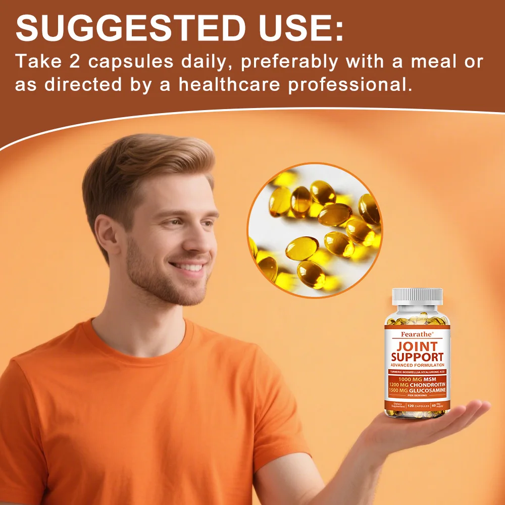 Glucosamine Chondroitin Supplement Joint Support Advanced Formula Capsules-Glucosamine Chondroitin MSM-Bones Back Knees and Hands Joint Support