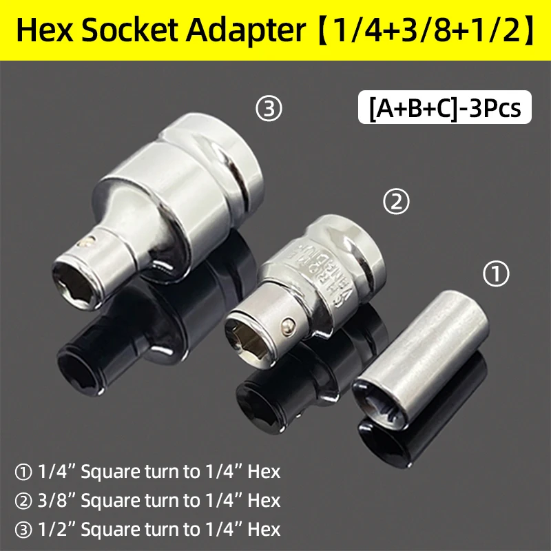 Hex Shank Socket Adapter Converter for Quick Change Bits - Repair Hand Tool Accessory