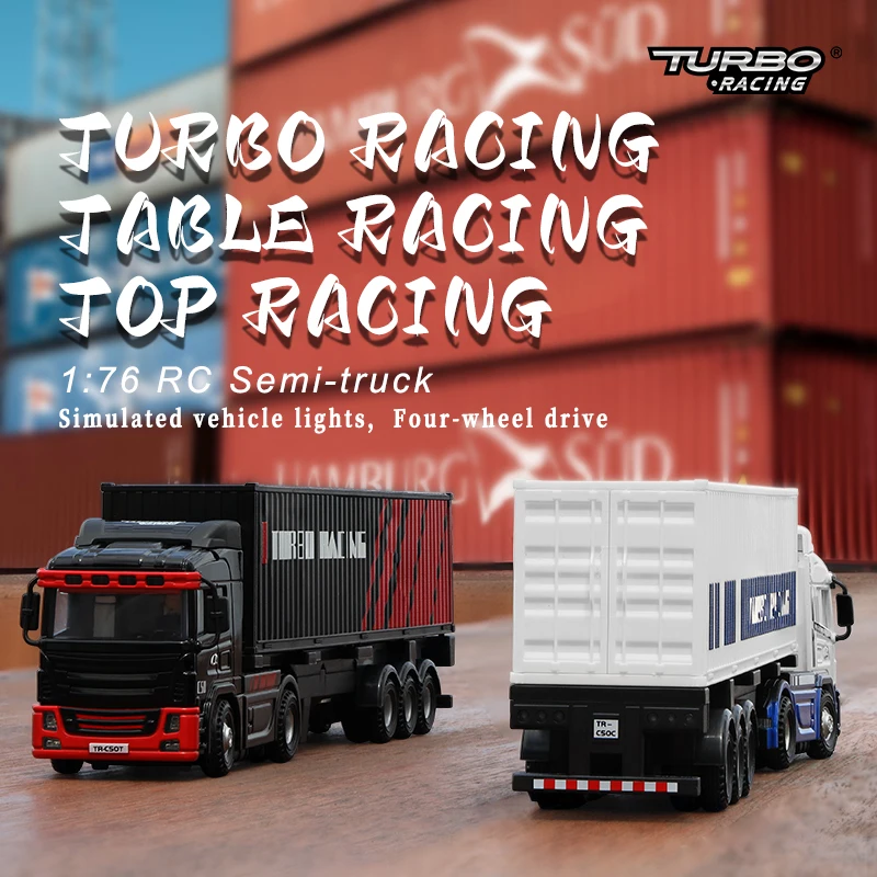 In Stock! Turbo Racing C50 T 1/76 Remote Control Container C50 Truck New Chassis Simulation Horn RC Car Toy C50-C Accessory Kit 4