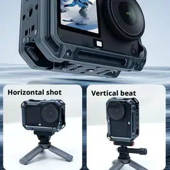 Gabbia metallica per dji Action 6 Telaio per fotocamera in lega di alluminio con pattino freddo e supporto per treppiede per accessori Action 6