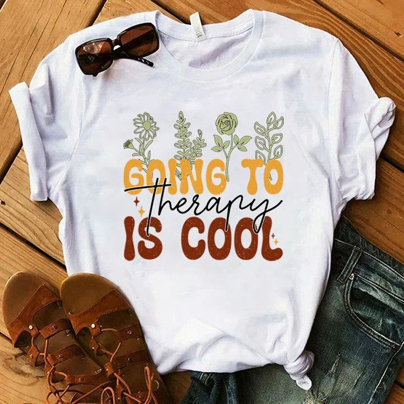 

Новинка 2024, модные топы унисекс с круглым вырезом, крутая рубашка с принтом «умственное здоровье и терапия», футболка с коротким рукавом, Повседневная рубашка