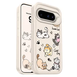 Playful Cat Staircase Soft Phone Case Cover - Google Pixel 7A (White)