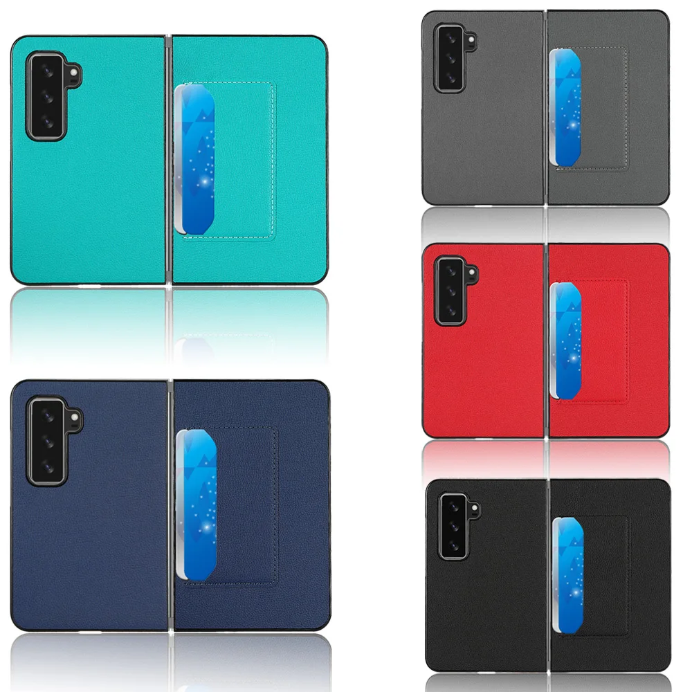 Premium Litchi Skin PU Leather Book Cover with Multiple Card Slots