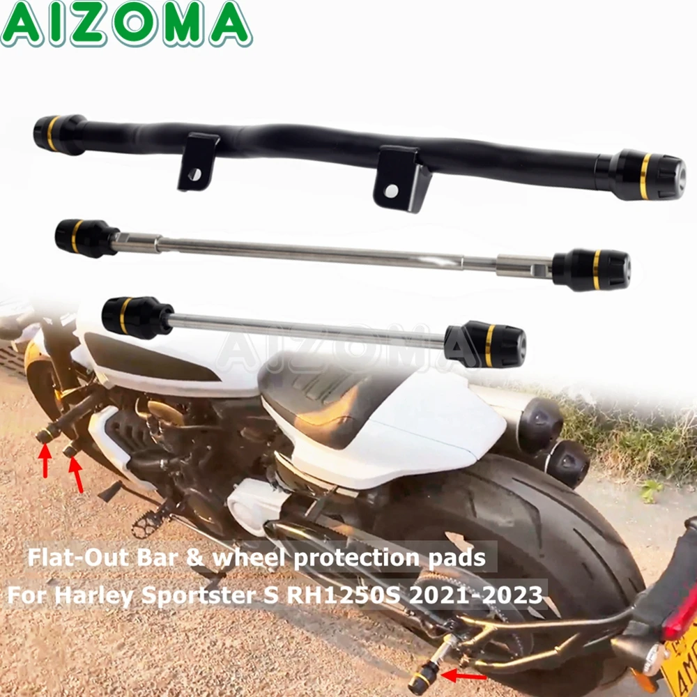 RH1250S Flat-Out Highway Crash Bar Engine Bumper Front Rear Axle Fork Slider Wheel Protection Pad For Harley Sportster S 2021-23