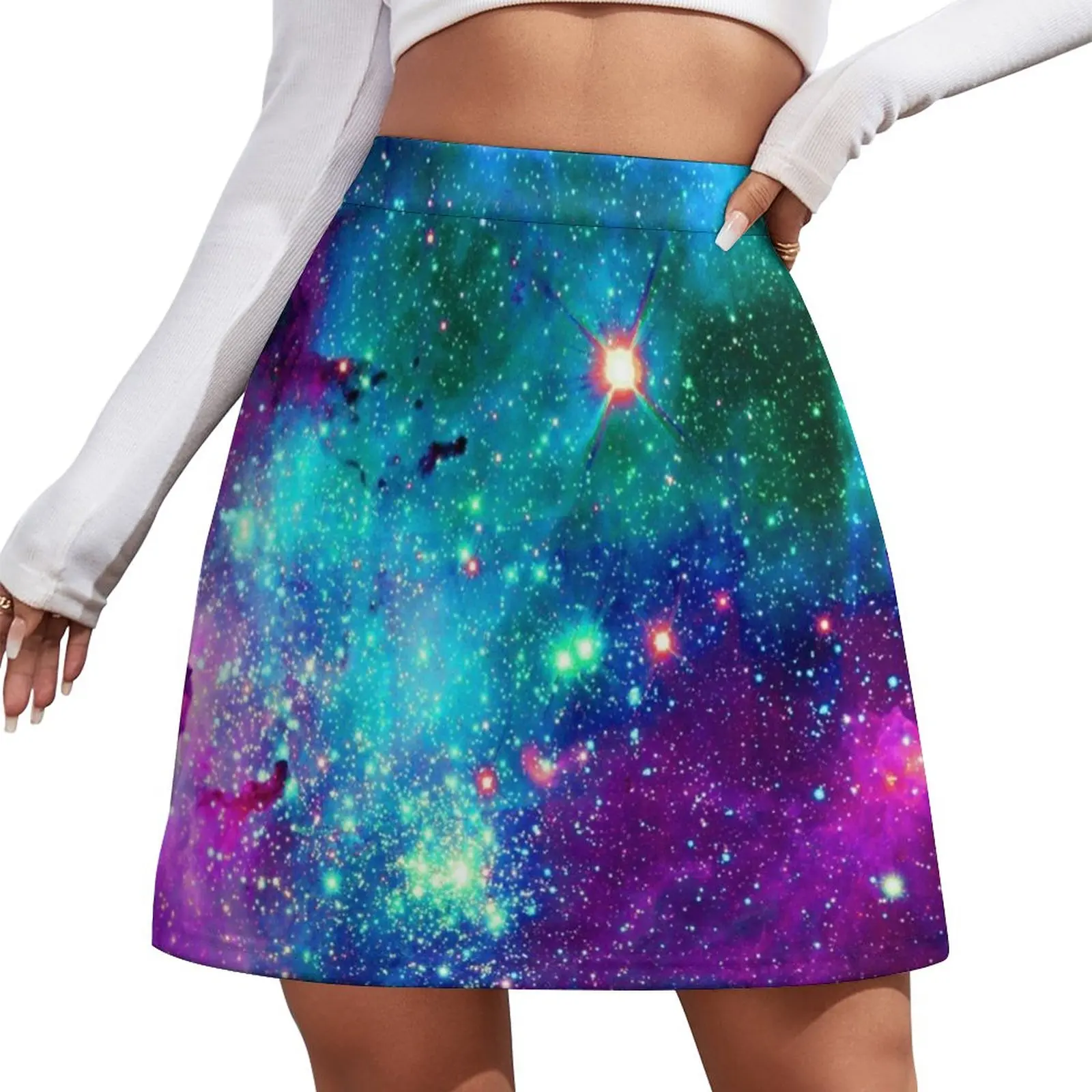 Purple teal nebula Mini Skirt women clothing 2024 new arrivals skirts for womans womens clothing Dresses подушка для сна nebula purple save