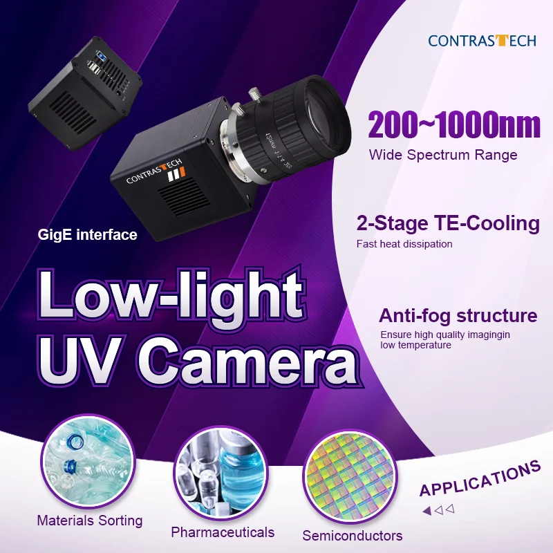 폐기 및 재활용을 위한 8MP 45fps IMX487 Ultravoilet 200-1100nm USB3.0 Atlas10 UV 산업용 카메라 Contrastech