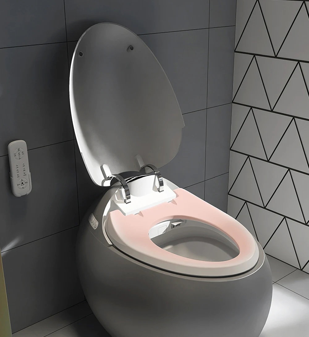 Intelligent One-Piece Egg Shape Automatic Round Smart Ceramic Toilet Bowl New Design Bathroom Sanitary Ware Set