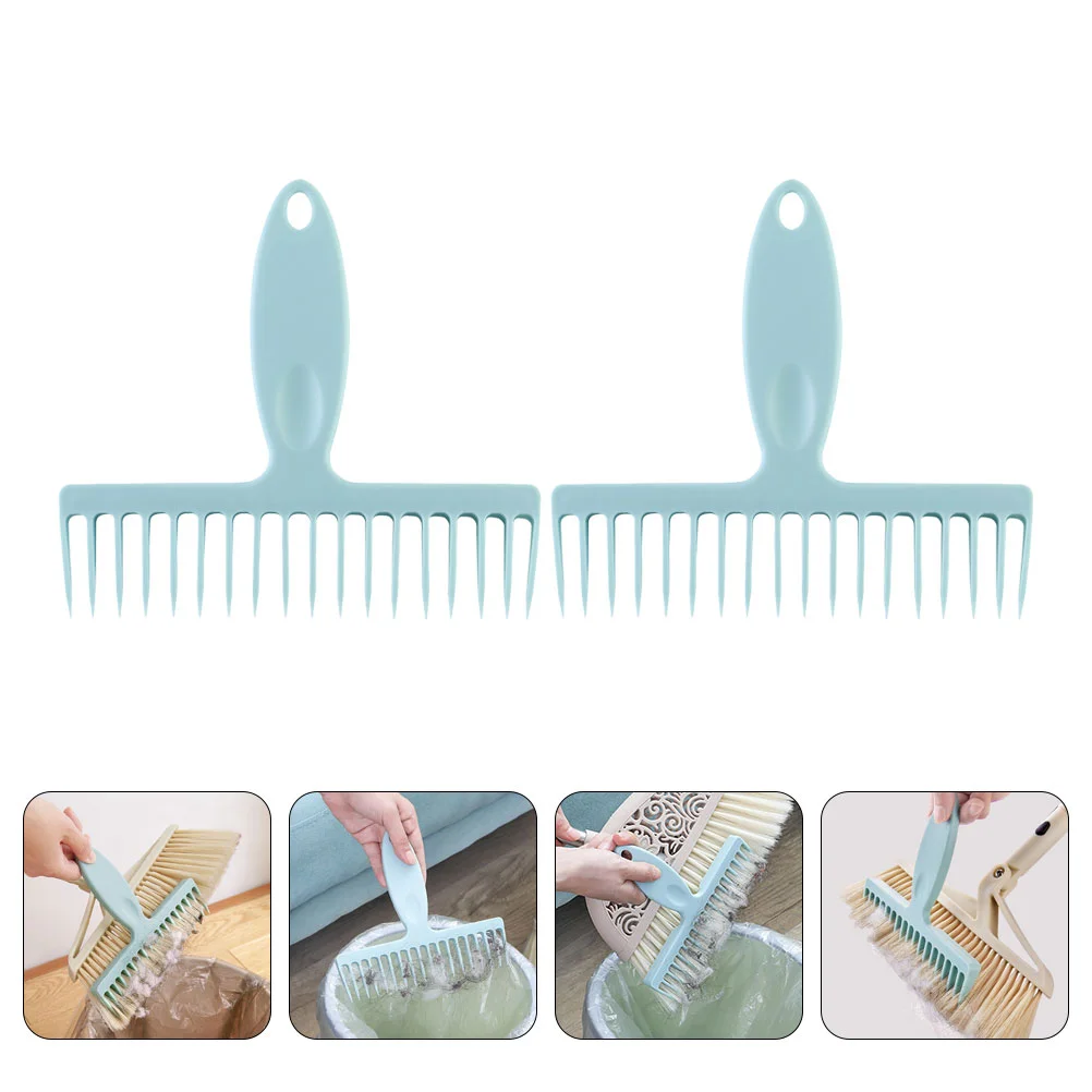 

2Pcs Handheld Broom Cleaning Comb Multi-use Hair Removal Comb Plastic Comb Hair Remove Comb