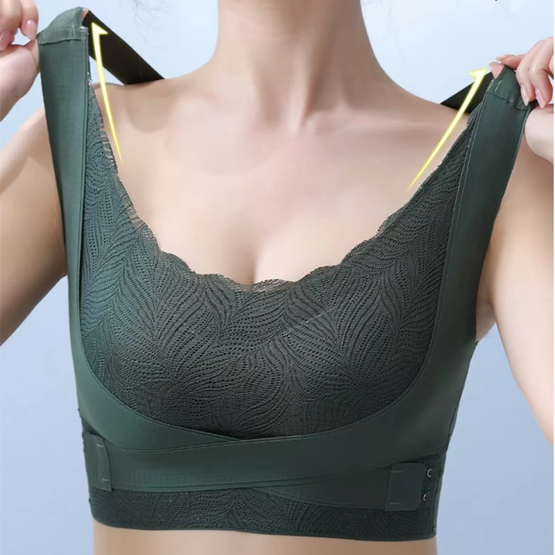 New Style Lace Flower Side Buckle Seamless Breast-wrapping And Breathable X-shaped Back-gathering Vest-style Women's Bra 1