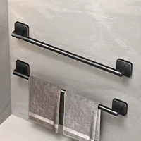 Bathroom Towel Holder White Without Drilling Bathroom Black Towel Rack Towel Bar Self-Adhesive Bathroom Towel Rack Towel Rail 1