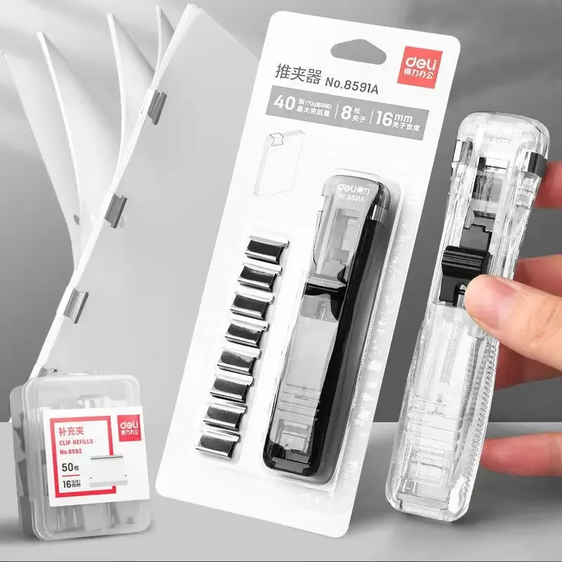 Push Clip Stapler Staple Remover Binder Push Clamp Tape Dispenser Paper Clips Office Supplies Set Desktop Stapler push stapler staple remover
