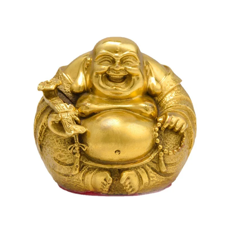 

China exquisite brass wealth Maitreya Buddha crafts statue