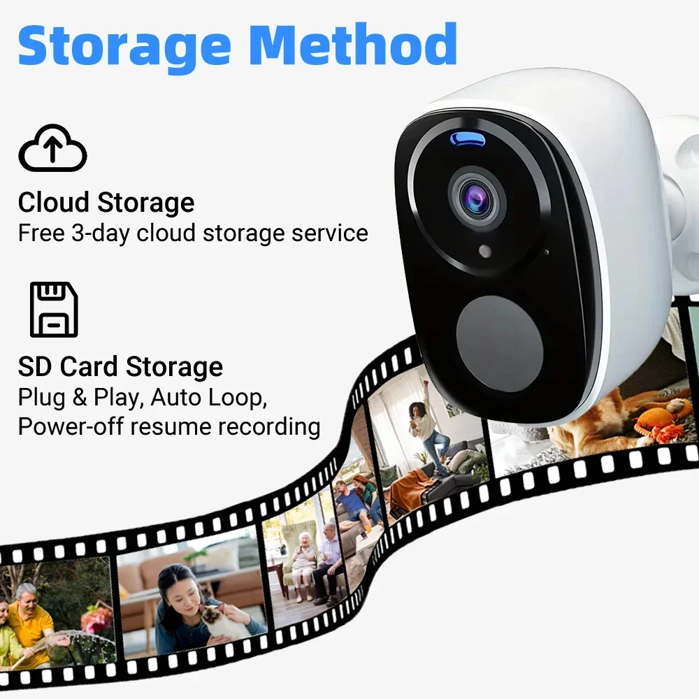 4G 2K 충전식 배터리 카메라 2.4G WiFi 카메라 무선 홈 감시 보안 카메라 PIR, IP65, o-kam pro 앱과 호환 가능